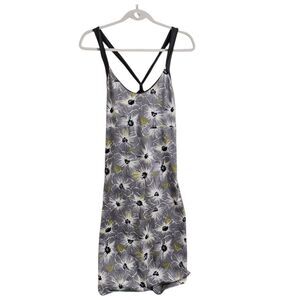 Patagonia Dress XL Gray Floral Morning Glory‎ Jersey Knit Cross Back Shelf Bra